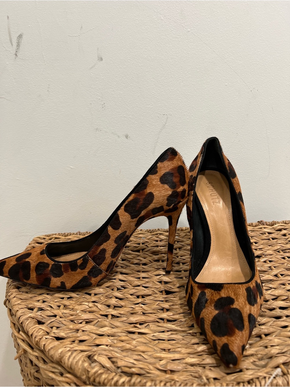 SCHUTZ Leopard-Print Pointed Toe Stiletto Pumps
